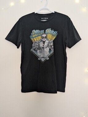 Elton John Black Graphic Concert Band Tee Black Size Medium